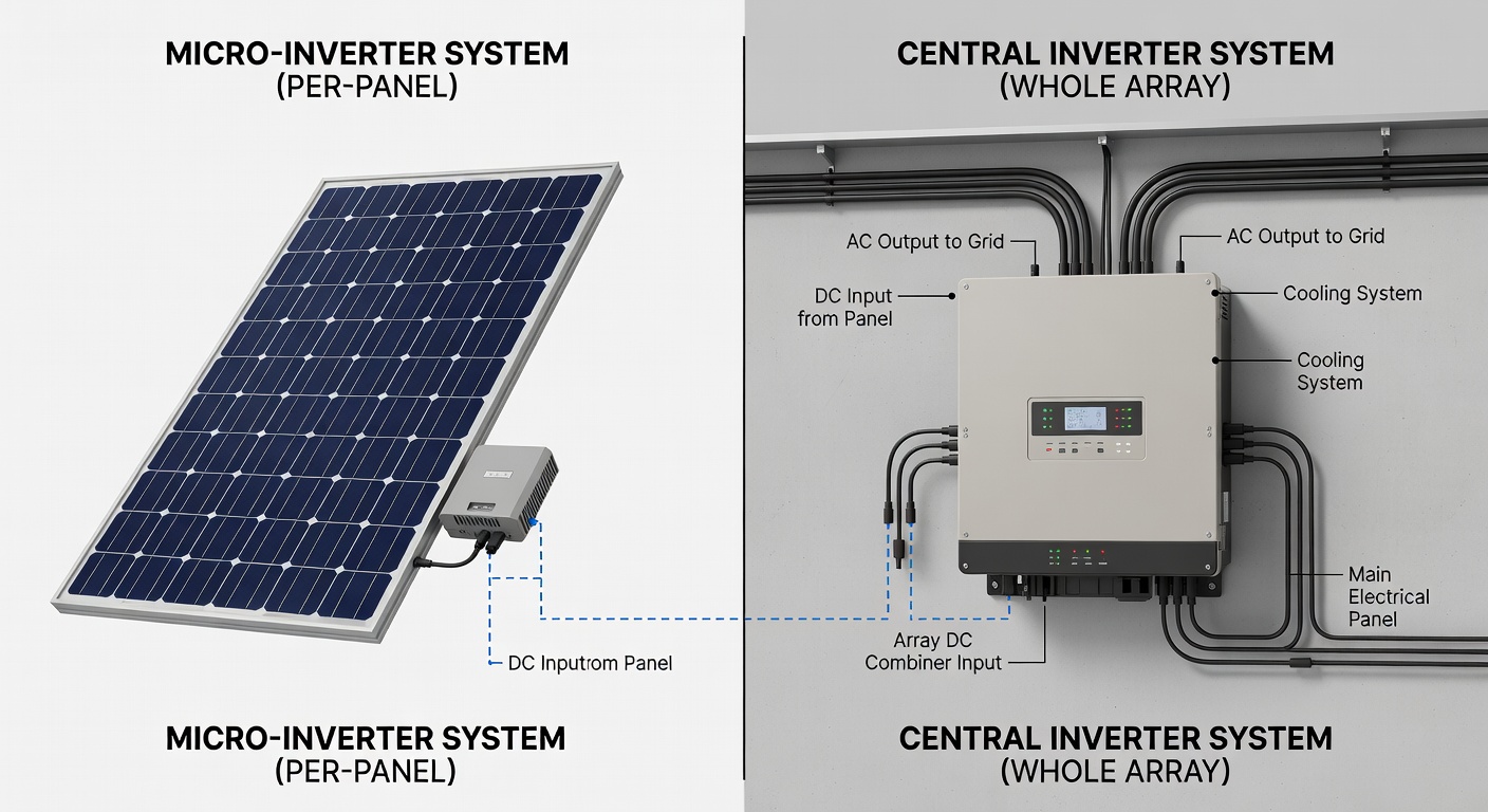 Comparaison entre micro-onduleur et onduleur central pour installations solaires
