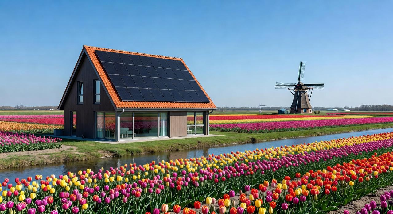 Maison néerlandaise avec panneaux solaires
