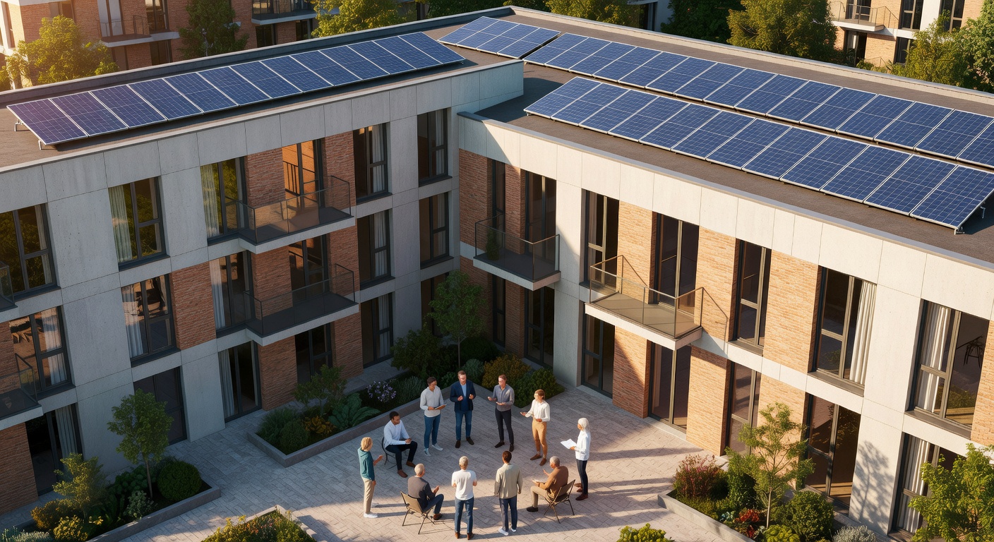 Installation de panneaux solaires sur un immeuble en copropriété en Belgique